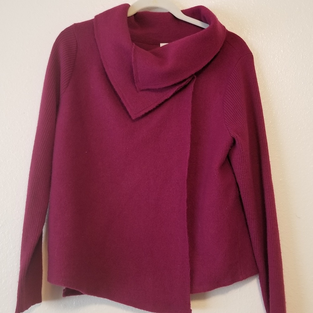 Chico's Wool Wrap Sweater Purple Size 2 EUC
